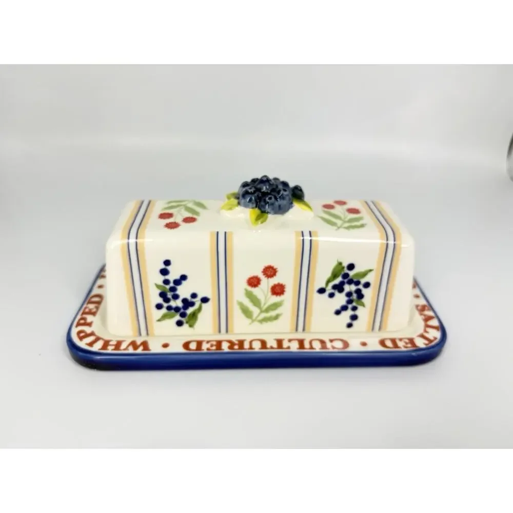 Anthropologie Lou Rota Stoneware Pie Dish Remikens Butter Dish Spoon Rest Set